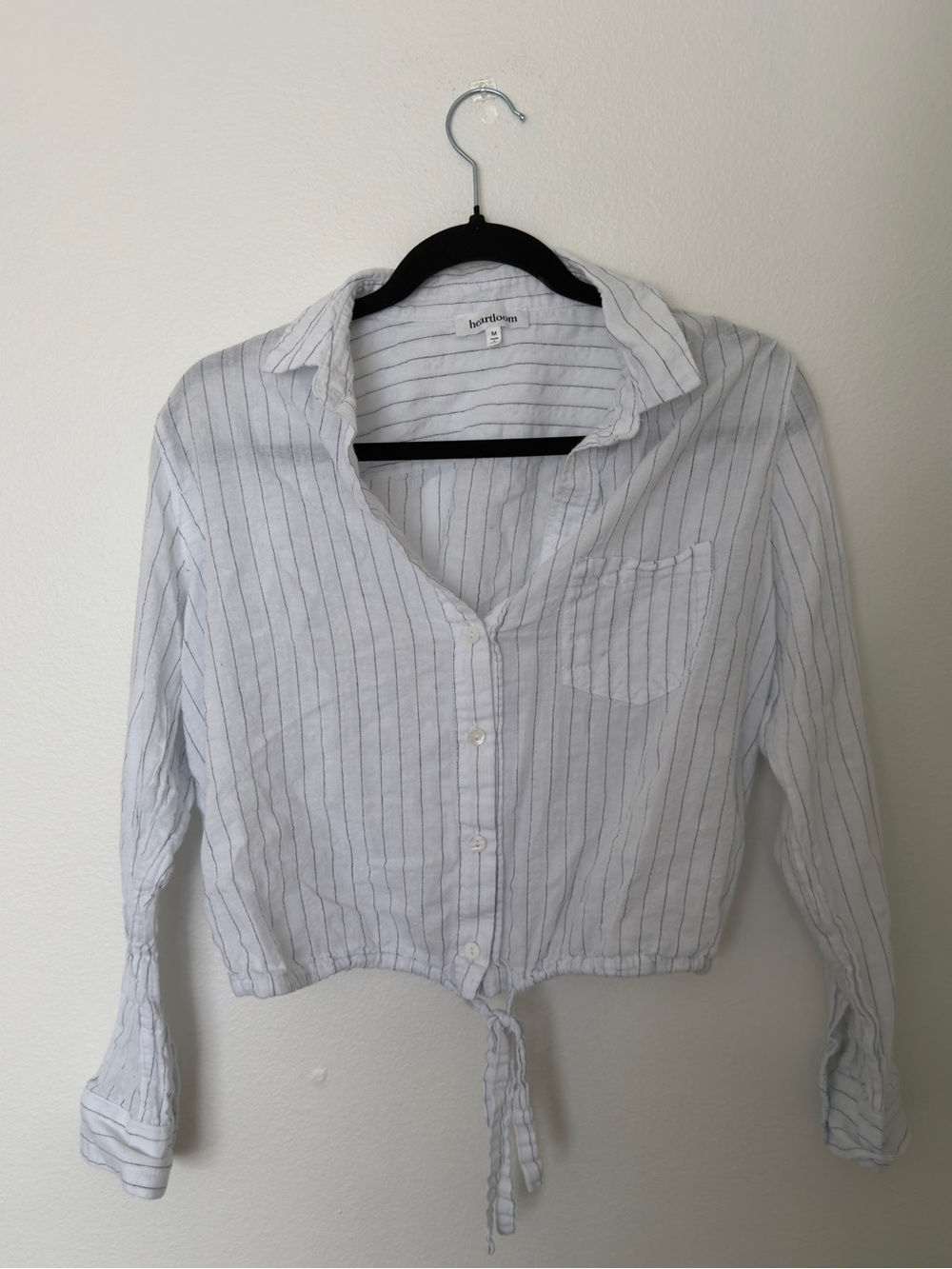 Heirloom White Stripe Tie-Front Button-Up Shirt